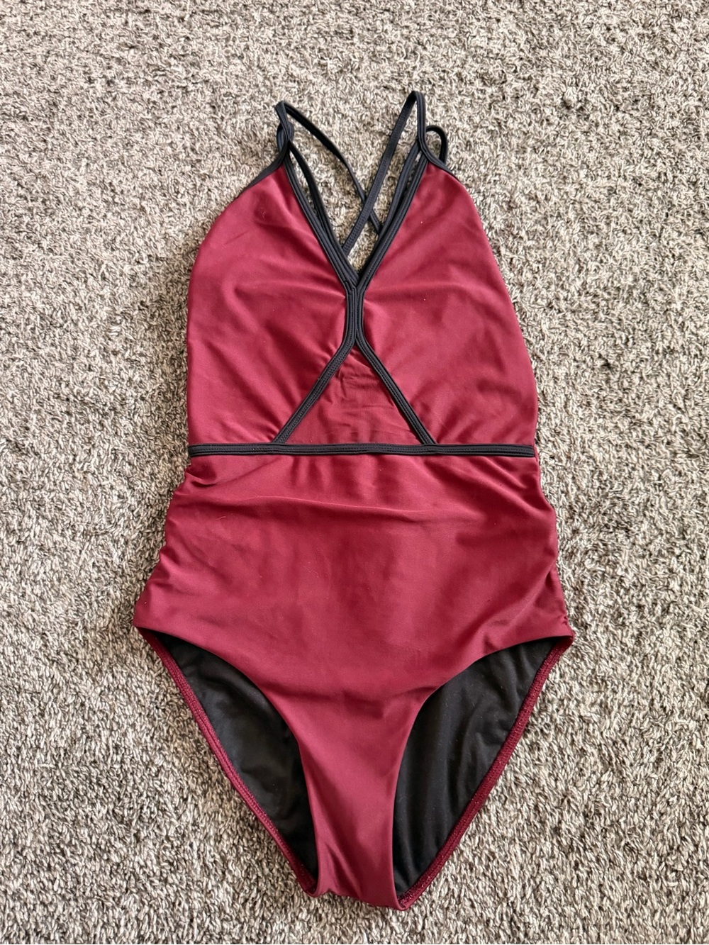 Five Dancewear Maroon and Black Leotard.